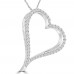 1.39 ct Round Cut Diamond Heart Shape Pendant Necklace (G Color SI-1 Clarity) in 14 kt White Gold